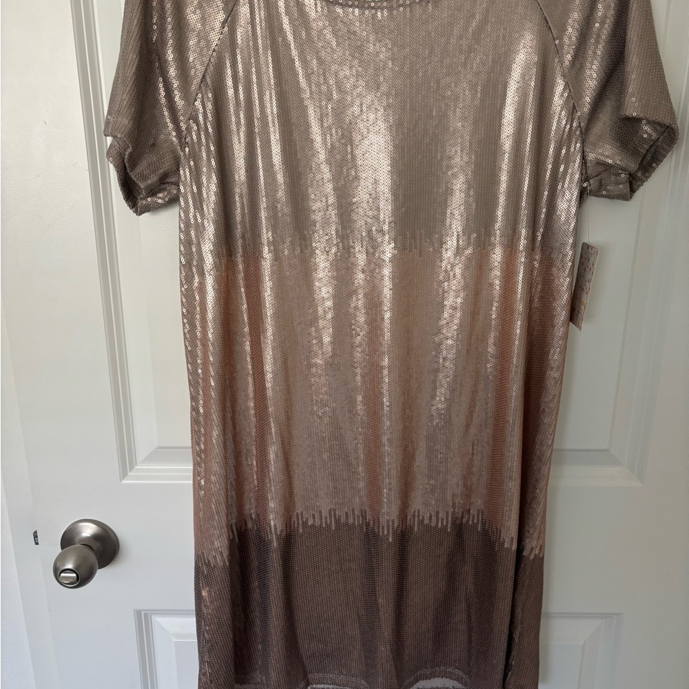 Metallic Ombre Short Sleeve Dress